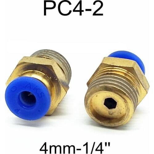10PCS Quick Joint Connector 1/4'' Male Thread O.D 4mm Hose Straght Quick Push in Pneumatic Fittings PC4-2