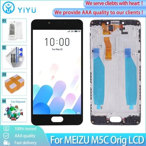 100% Tested For Meizu M5C M710H LCD Touch Screen With Frame For MEILAN 5C/A5 OEM Change Touch Screen AAA Digitizer Replacement