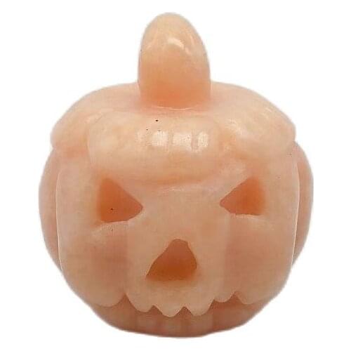 2" Skull Pumpkin Figurine Natural Crystal Quartz Reiki Healing Hand Carved Home Halloween Decoration Gift