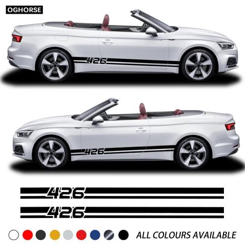 2pieces for Audi A3 A5 A7 426 Graphic Side Skirt Sticker Car Styling Body Stripes Decal Accessories