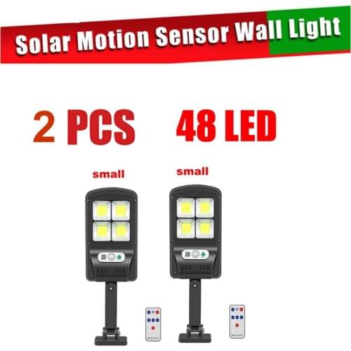 2 pcs tabular oblong 100LED Solar Lights Outdoor Motion Sensor Wide Angle Illumination Super Bright Waterproof Remote Wall solar