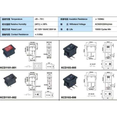 20kinds MIX Rocker Switch 125V/10A 250V/6A Boat Switch Series