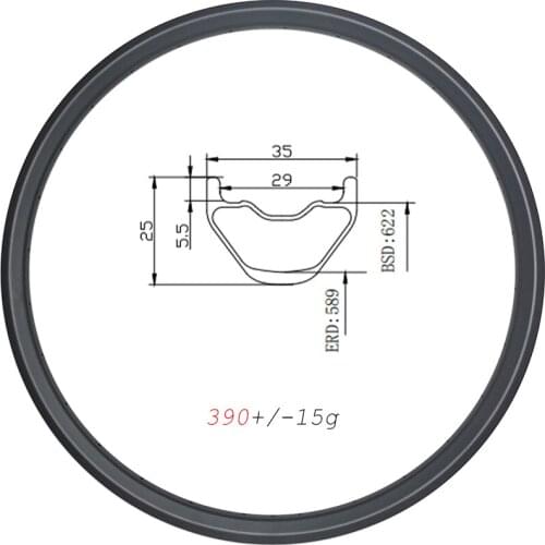 29er 390g 35mm wide MTB XC clincher tubeless disc carbon rims 25mm wide UD 3K 12K 24H 28H 32H mountain bike cross country wheels