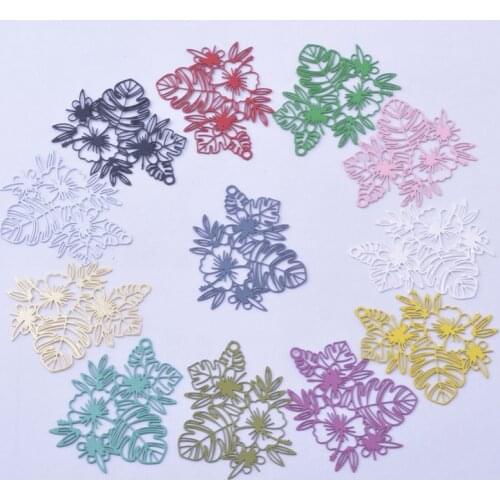 30pcs AB6737 30*25mm Painted Brass Tropical Leaves Charm DIY Jewelry Earring accessories