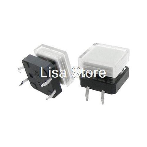 5pcs Best Selling 12 x 12 x 14mm PCB Momentary Tactile Tact Push Button Switch Plastic Cap Square Cap Tact SW