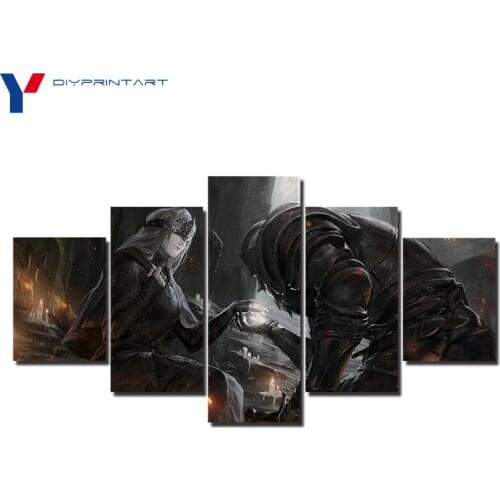 Soldiers Bow to Miss 5 Pieces Wall Decor Dark Souls Game Poster Art Canvas Home Decoration A0855