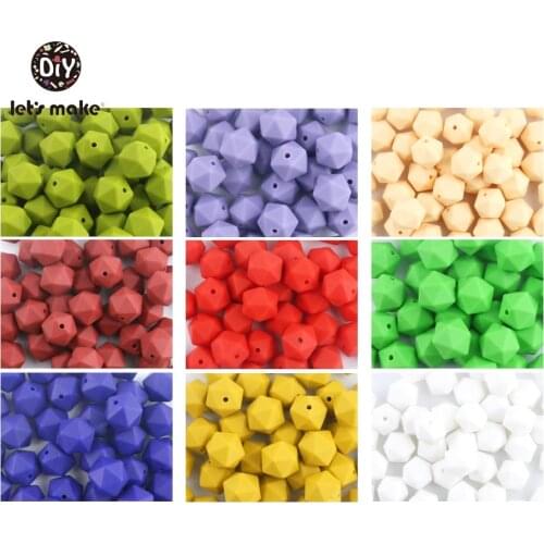Lets make 50pc Silicone Beads 15mm Multifaceted Octagonal BPA FREE Hexagon Teething Teether DIY Chew Beads Baby Teethers