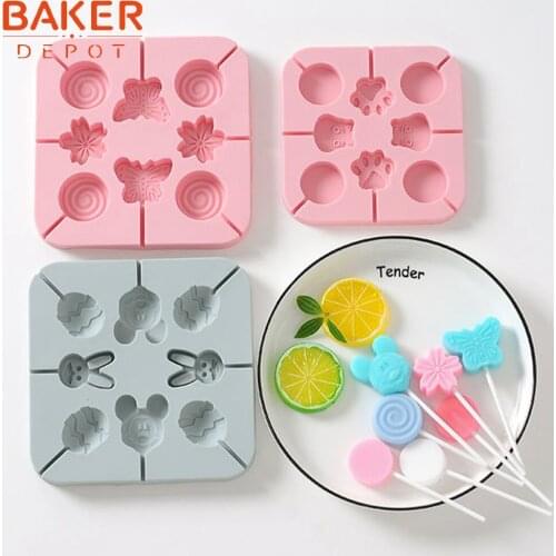 BAKER DEPOT Silicone Mold for lollipop chocolate star round shape candy jelly fondant mold ice biscuit pastry form cake decorate