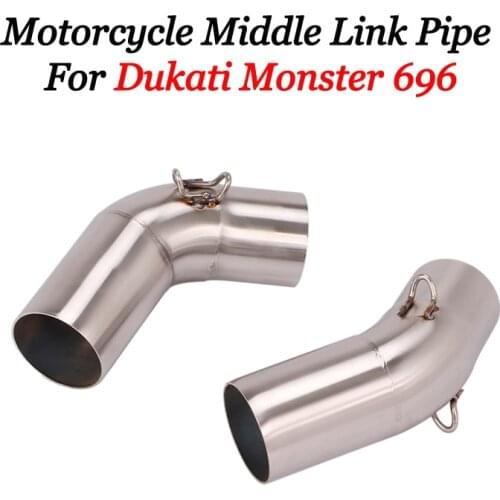 For Dukati Monster 696 Motorcycle Exhaust Muffler Motorcycle Exhaust Pipe Stainless Steel Pipe Middle Connection Front Set Pipe