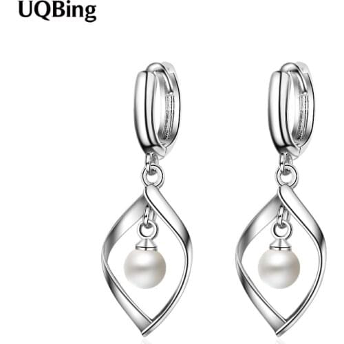Geometric 925 Sterling Silver Pearl Statement Clip Earrings For Friends Gifts Jewelry
