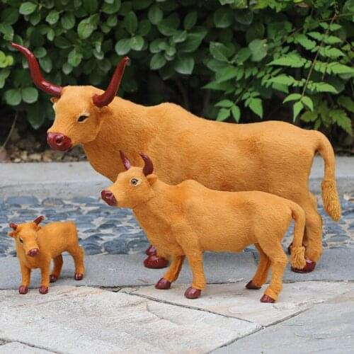 Simulation Cow Plush Lifelike Animal Figurines Miniatures Statue Home Garden Outdoor Decoration Ornaments Shooting Props Toys
