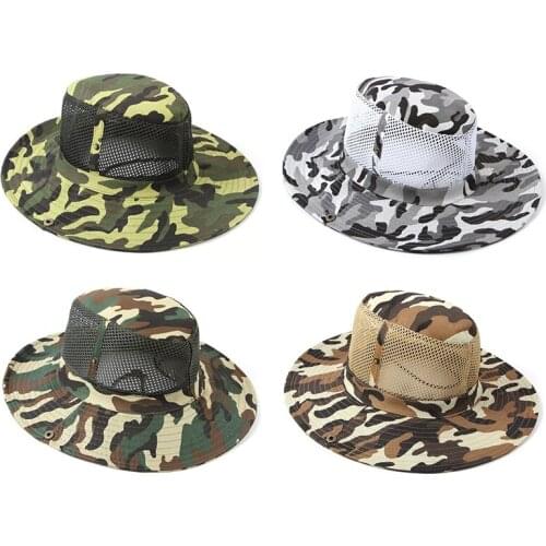 Fishing cap Camouflage Mountaineering Caps Men Women Summer Round Boonie Mesh Breathable Hats for Military Camping Outdoor Hat
