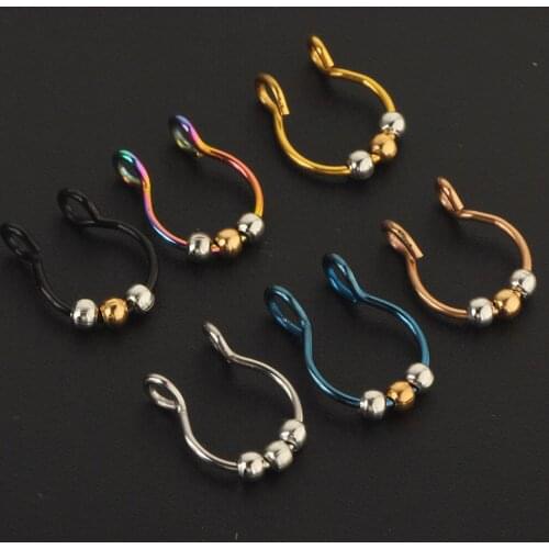 1Pc Stainless Steel Fake Nose Ring Hoop Septum Rings U Clip Lip Ring Earring for Women Fake Piercing Body Jewelry Non-Pierced