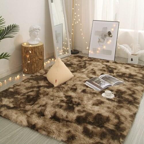 Gradient color living room carpet European long hair fashion bedroom mat bay window bedside blanket washable personality rug