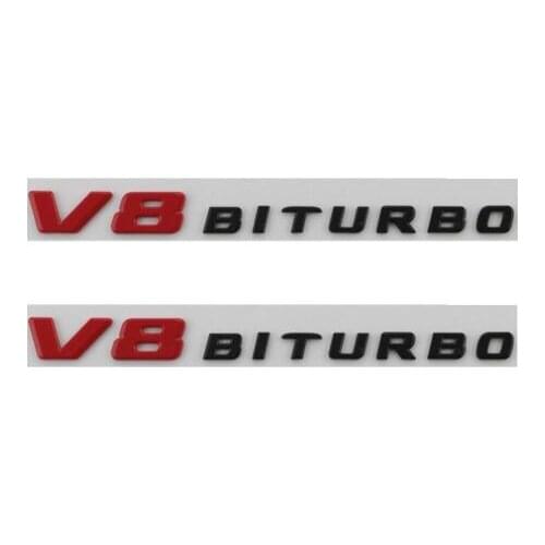 Red Black V8 BITURBO Letters Fender Emblems Emblem Badges for Mercedes Benz AMG