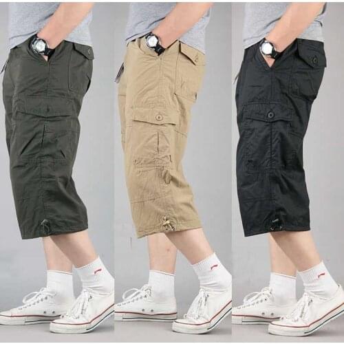 Summer Short for Men Plus Size Cargo Shorts Casual Cotton Beach Board Shorts with Multi Pocket Loose Baggy Joggers Clothes
