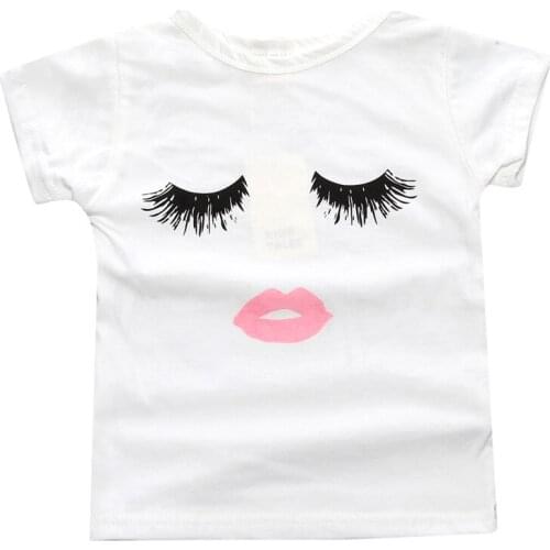 Boys and girls summer T-shirt eyelashes pattern T-shirt short-sleeved big summer shirt childrens casual wear 2-7 years old