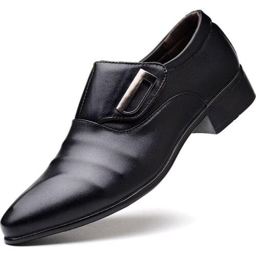 2019 new mens business dress shoes pointed toe office oxfords comfortable PU leather men dress shoes solid fashion size 39-46