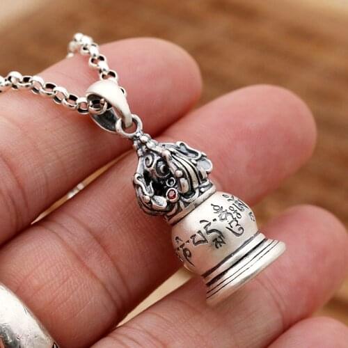 Wholesale S990 Sterling Silver Jewelry Retro Thai Silver Frosted Six Words Mantra Jinguan Mantra Pendant For Men And Women