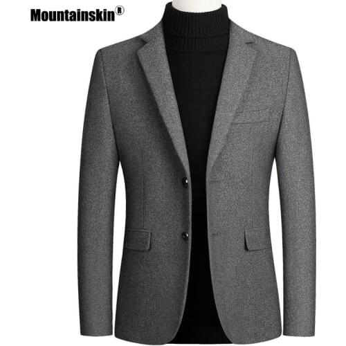 Mountainskin Mens Solid Color Blazer Winter Men Wool Thick High Quality Suits Business Slim Fit Suits Wedding Dress Male MT049