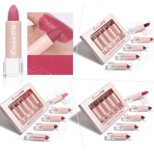 5PC Velvet Matte Lipstick Set Matte Moisturizing Waterproof Non-marking Lipstick Long Lasting Lipstick Portable Lip Makeup TSLM1