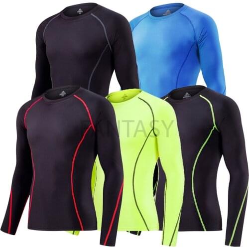 NEW Mens Running T-shirts Male Quick Dry Breathable Compression Gym Fitness Tight Long Sleeve Sportswear