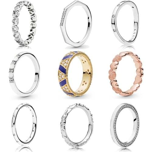 Original Stones And Stripes SWIRLING DROPLETS Forever More Love Heart With Crystal Ring 925 Sterling Silver Ring Europe Jewelry