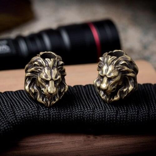 Original Lion King Knife Paracord Beads Handmade Key Pendant Outdoor EDC Copper Pendant DIY Knife Beads