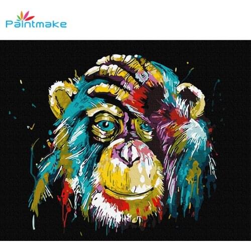Paintmake Animal DIY Painting By Numbers Drawing Kits Monkey Oil Hand Painted On Canvas For Home Decor Art Picture gift
