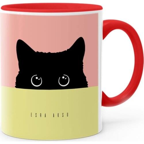 Personalized Black Kitty Red Mug Cup-9