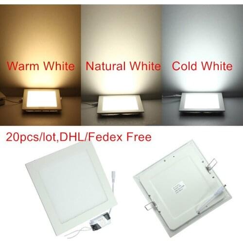 20pcs LED Ceiling Light 3W/4W/6W/9W/12W/15W/25W Square LED Panel Light with driver Warm White/Cold White DHL Free Shipping
