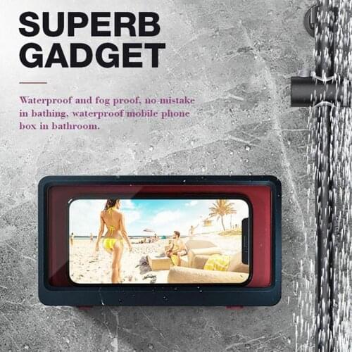Wall Mounted Phone Case Creative Waterproof Phone Holder Self Adhesive Universal Mobile Phone Storage Box Bathroom Toilet Tools