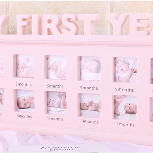 Creative DIY 0-12 Month Baby "MY FIRST YEAR" Pictures Display Plastic Photo Frame Souvenirs Commemorate Kids Growing Memory Gift