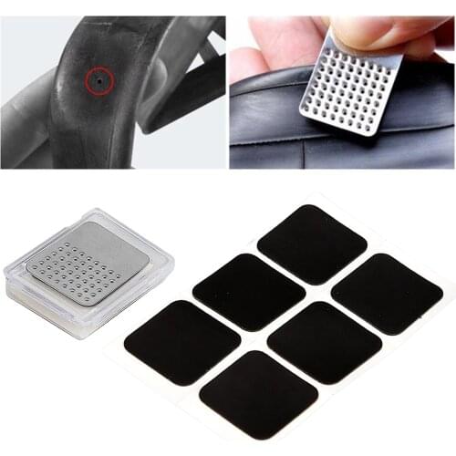 Premium Bike Tire Patch, Bicycle Puncture Repair Glueless Self-Adhesive Patches Kit with Metal Rasp and Storage Case Box
