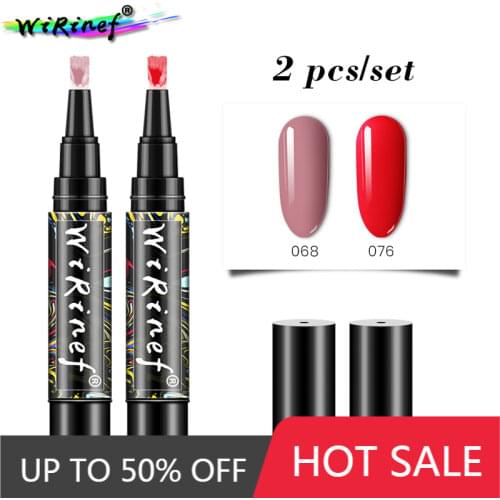 WiRinef UV Nail Gel Polish 3 In 1 One Step Nail Varnish Pen Nail Art Manicure Lacquer Gel Uv Led Nails Varnish Glue 2pcs