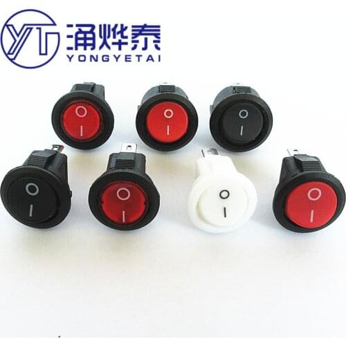 YYT 10PCS 15MM round switch button KCD1-204 3pin 2pin 2gears 3gears small power rocker switch with light small round switch