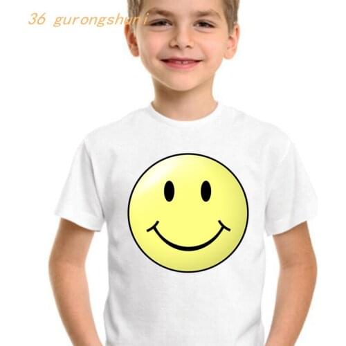 Funny boy t shirt for girls tops cute smile print graphic tee fashion children clothing kids clothes girls 8 to 12 boys t-shirt