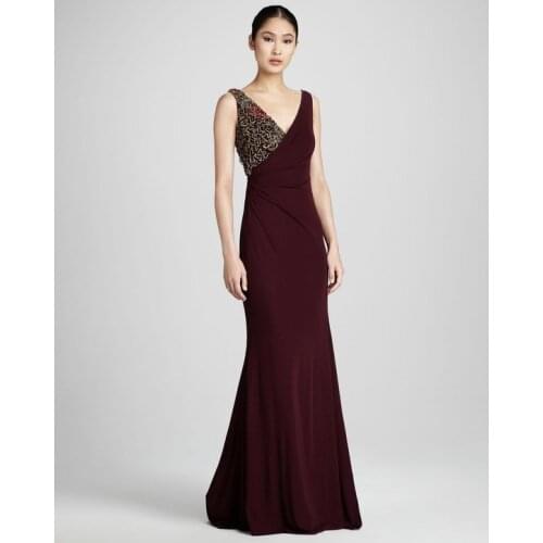 Vestido de festa curto free shipping robe de soiree 2016 new fashion hot wine red beaded long party gown Formal evening dresses