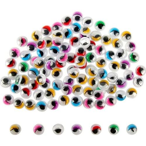 100pcs 5-15mm Random Color Self-adhesive Googly Eyes Wiggly Eyelashes Eyeball DIY Crafts For Doll Toys Scrapbooking Supplies