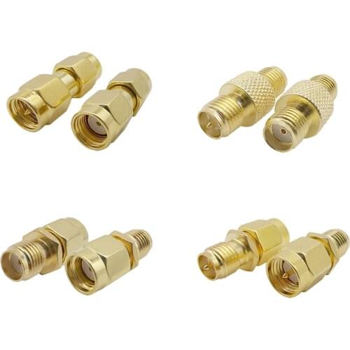 2Pcs SMA Connector RP SMA Antenna Male Plug / SMA Female Jack to SMA Male Plug / Female Jack RF Coaxial Coax Adapter Gold-plated
