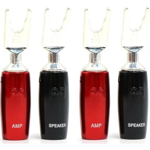 4Pcs 500 Series Silver Multi Y Spades for audio speaker cable, Speaker cable connector plug