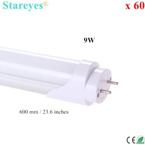 Free shipping 60 pcs 60cm T8 LED Tube light 9W SMD 2835 44 LED Epistar Chip High brightness 790Lm led lighting Strip