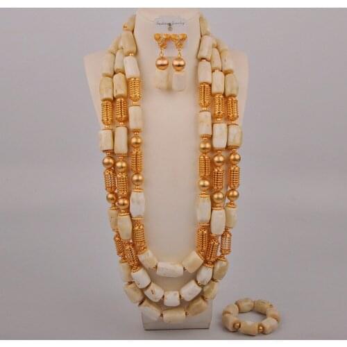 White Coral Beads African Jewelry Set for Women Costume Necklace Nigerian Wedding Bridal Jewelry Sets