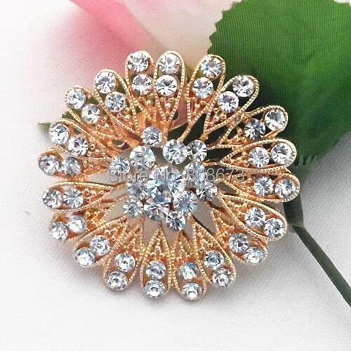 DHL Free Shipping Clear Crystal Rhinestone Flower Pin Brooch Cheap Wholesale Price
