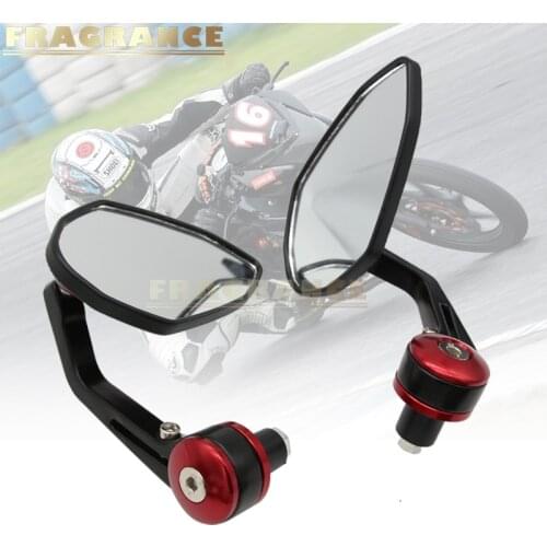 7/8" 22MM Full CNC Motorcycle Handlebar Bar End Rearview Rear View Side Mirrors Blue Convex Glass Universal for Yamaha diversion