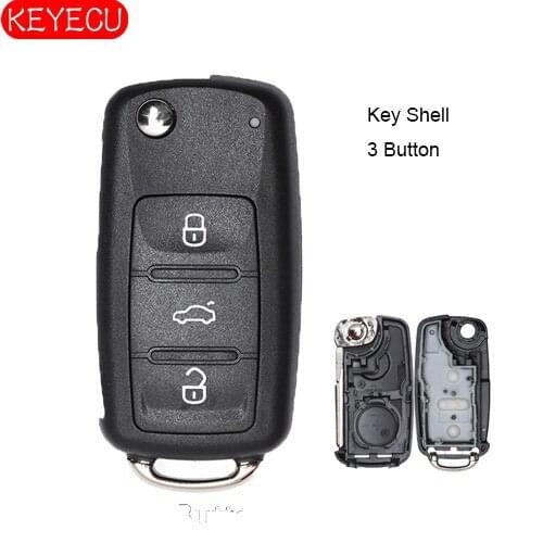 KEYECU Flip Remote Key Shell Case Fob 3 Button for V*W Polo GOLF MK6 J*etta Tiguan Sharan