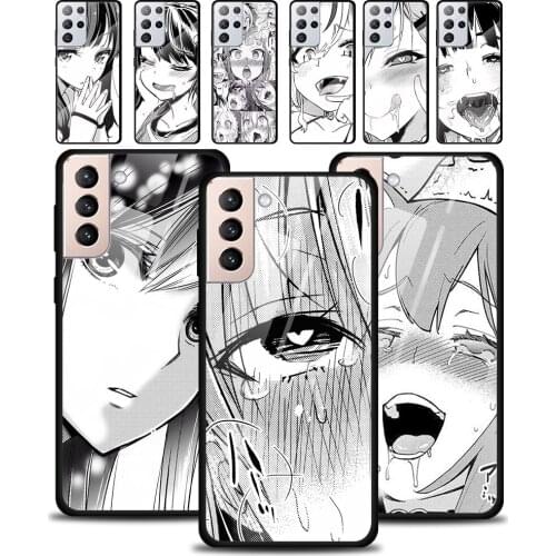 Manga Girl Cartoon Face Tempered Glass Cover For Samsung Galaxy S21 Plus Ultra M21 M31 M51 A52 A72 Phone Case Coque