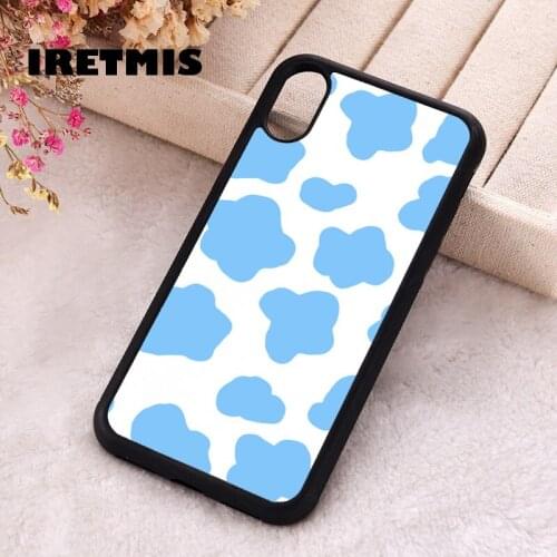 Iretmis 5 5S SE 2020 Phone Cover Case for iPhone 6 6S 7 8 Plus X Xs XR 11 12 Mini Pro Max Silicone TPU Cow blue