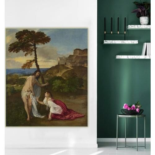 Citon Tiziano Vecellio《Christ and Mary Magdalene (Do not touch me)》Canvas Art Oil Painting Picture Wall Decor Home Decoration