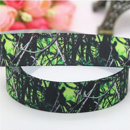 DHK 7/8'' 5yards camo unicorn printed grosgrain Ribbon headwear hair bow diy party decoration OEM 22mm E1183